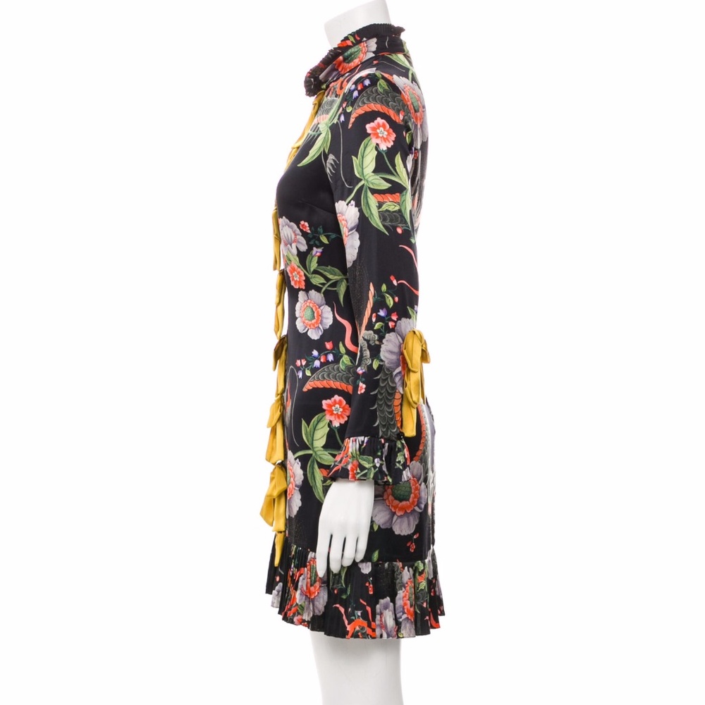 Gucci Silk dragon/ floral silk dress w yellow bows - Picture 3 of 7